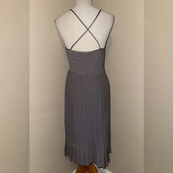 Catherine Malandrino Gray Sleeveless V-Neck Midi Dress,Size-8 - Picture 2 of 10